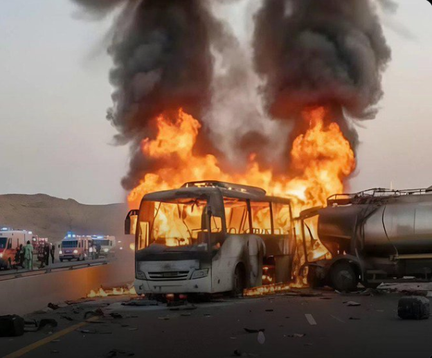 فيديو حادث حافلة المدينة المنورة